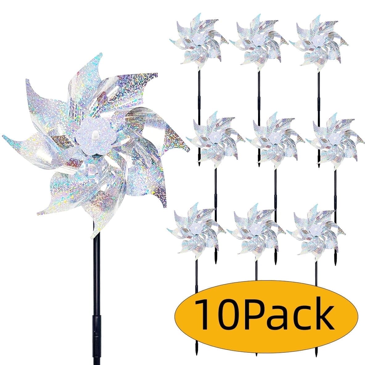10 Pack Reflective Bird Repellent Pinwheels for Garden, Farm, Patio ...