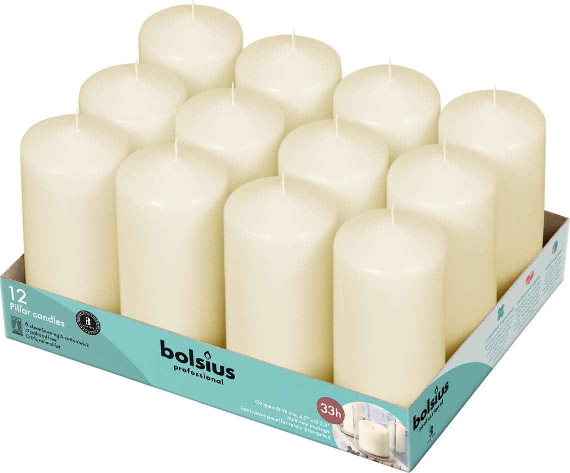 Bolsius Indoor/Outdoor Unscented 2.25" x 4.75" Pillar Candle, 12-Pieces ...