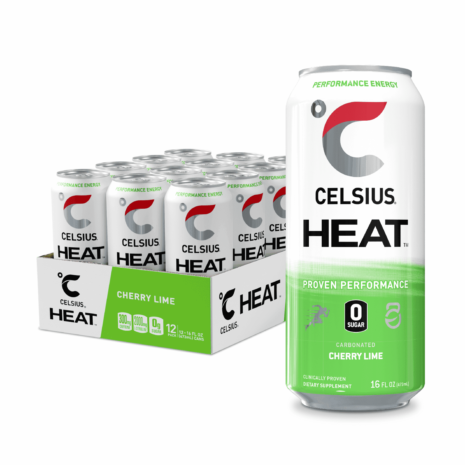 CELSIUS HEAT Zero Sugar, Sparkling Cherry Limeade, Essential Energy ...