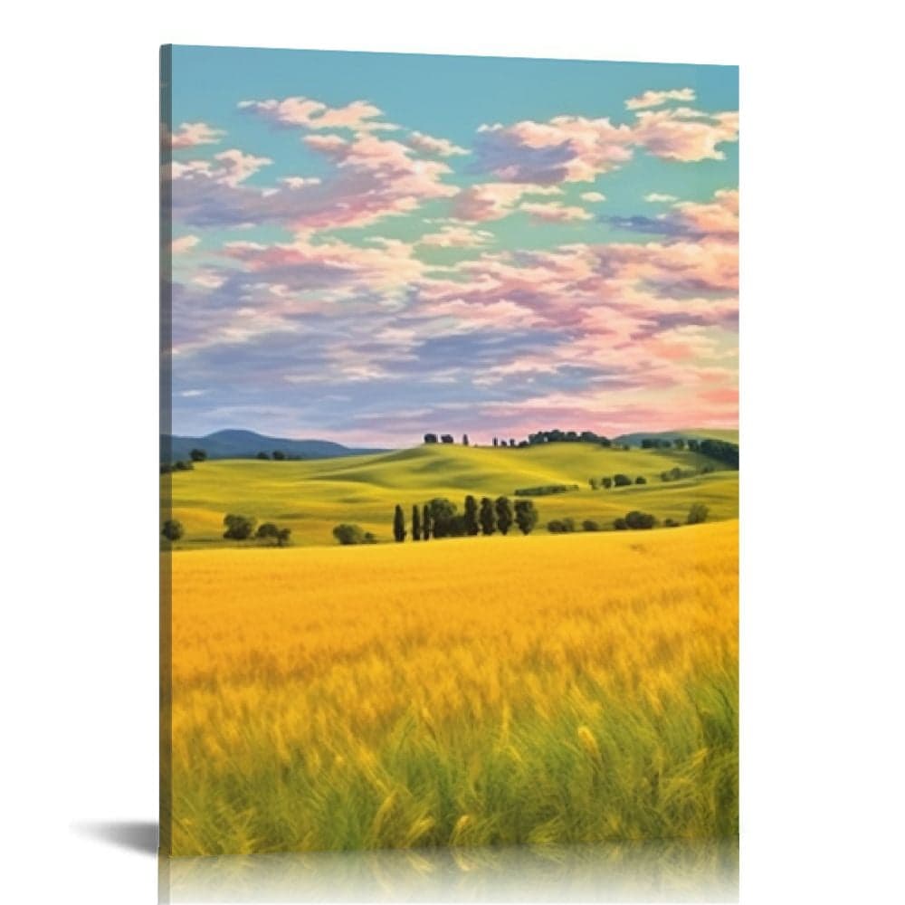 COMIO Canvas Print Wall Art Set Golden Country Wheat Field Sunset ...