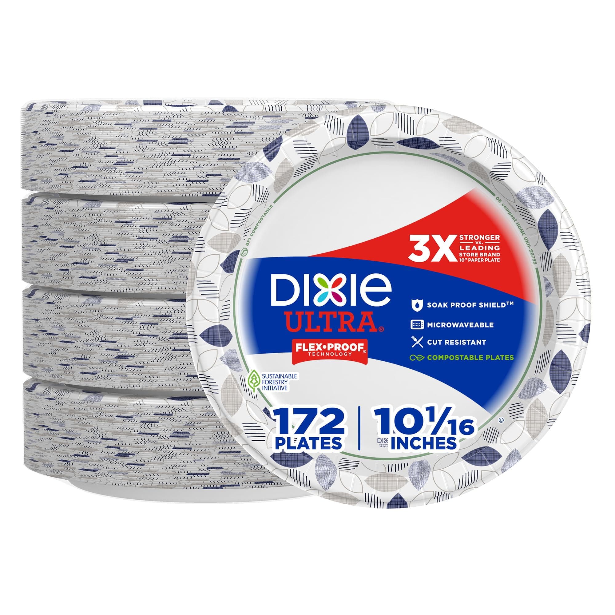 Dixie Ultra, Large Paper Plates, HYZ01 10 Inch, 172 Count, 3X Stronger ...