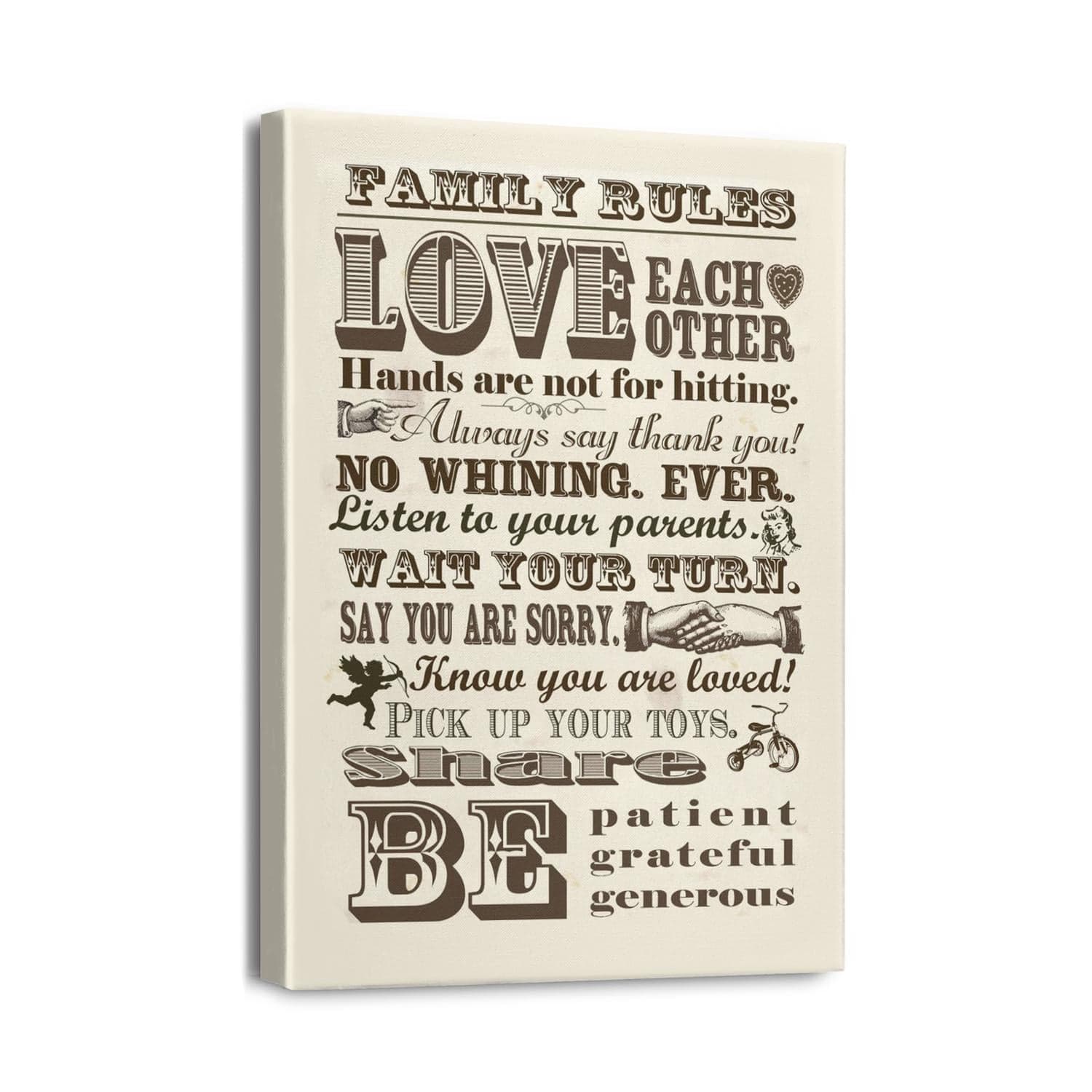 Family Rules-Inspirational Wall Art Decor, Love Each Other Wall Art ...