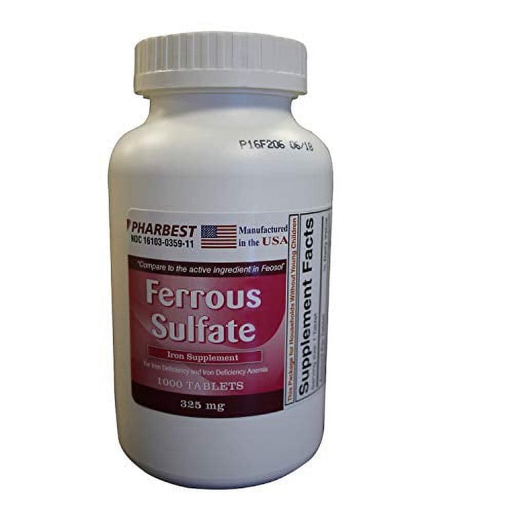Ferrous Sulfate 325 mg Tablets, 1000 Count - Walmart.com