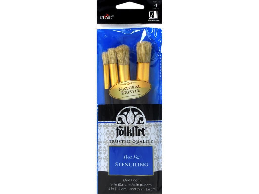 FolkArt Paint Brush Set, Long Handle Stencil Brush, 4 Piece - Walmart.com