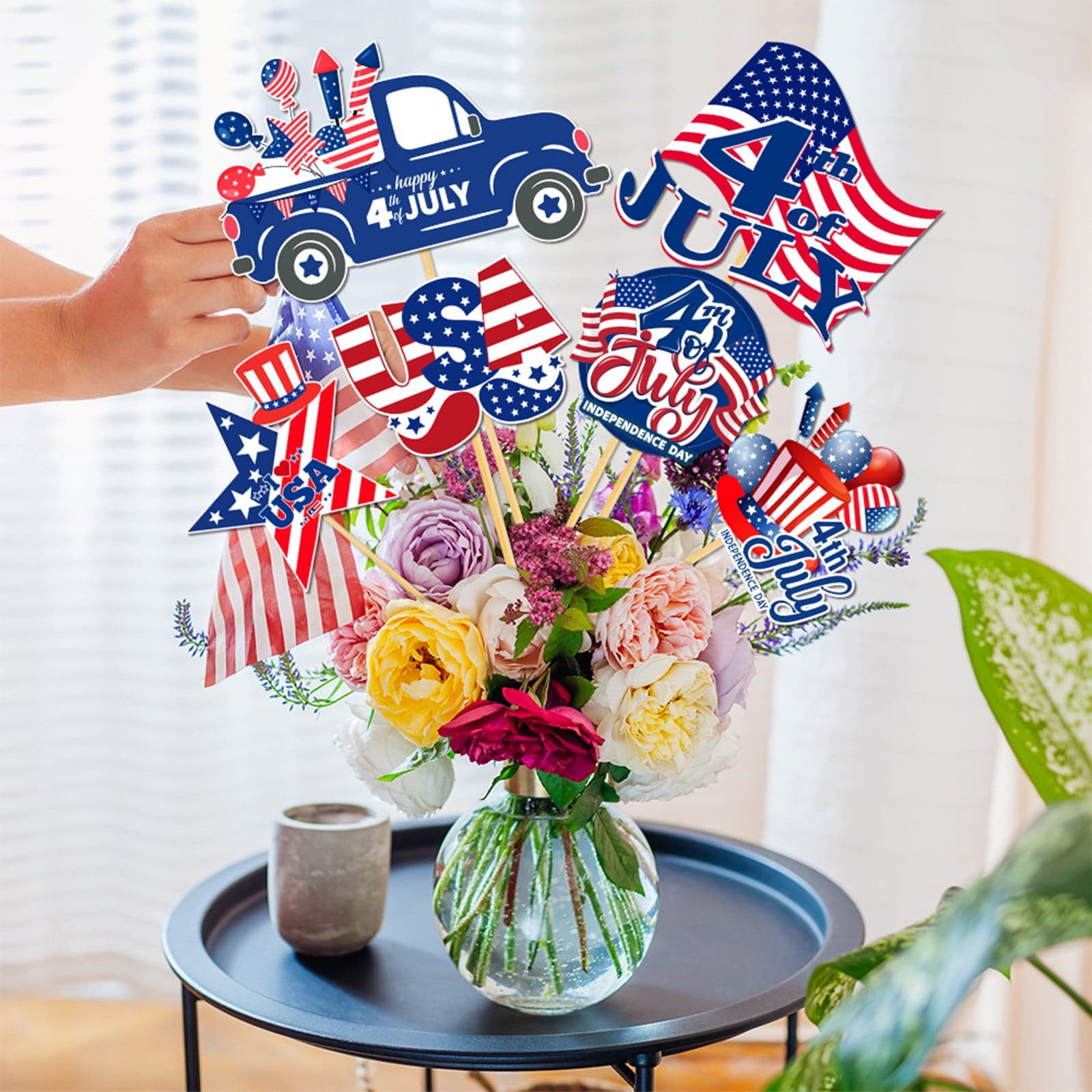 HongHeng 18PCS Independence Day Centerpiece Sticks Double Sided 4th of ...