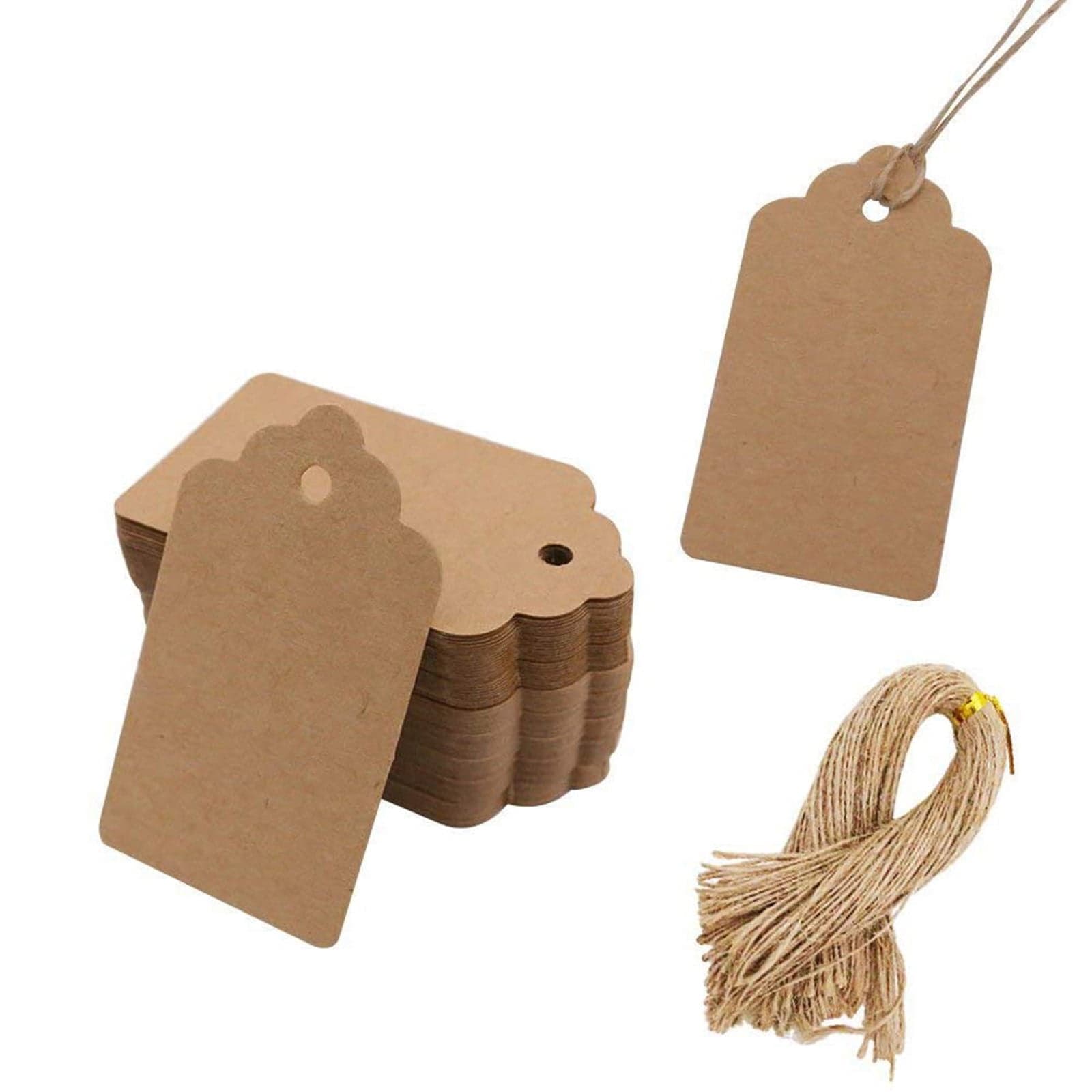 Kraft Paper Gift Tags | Thank You Floral Vine Design | Rectangle Lace ...