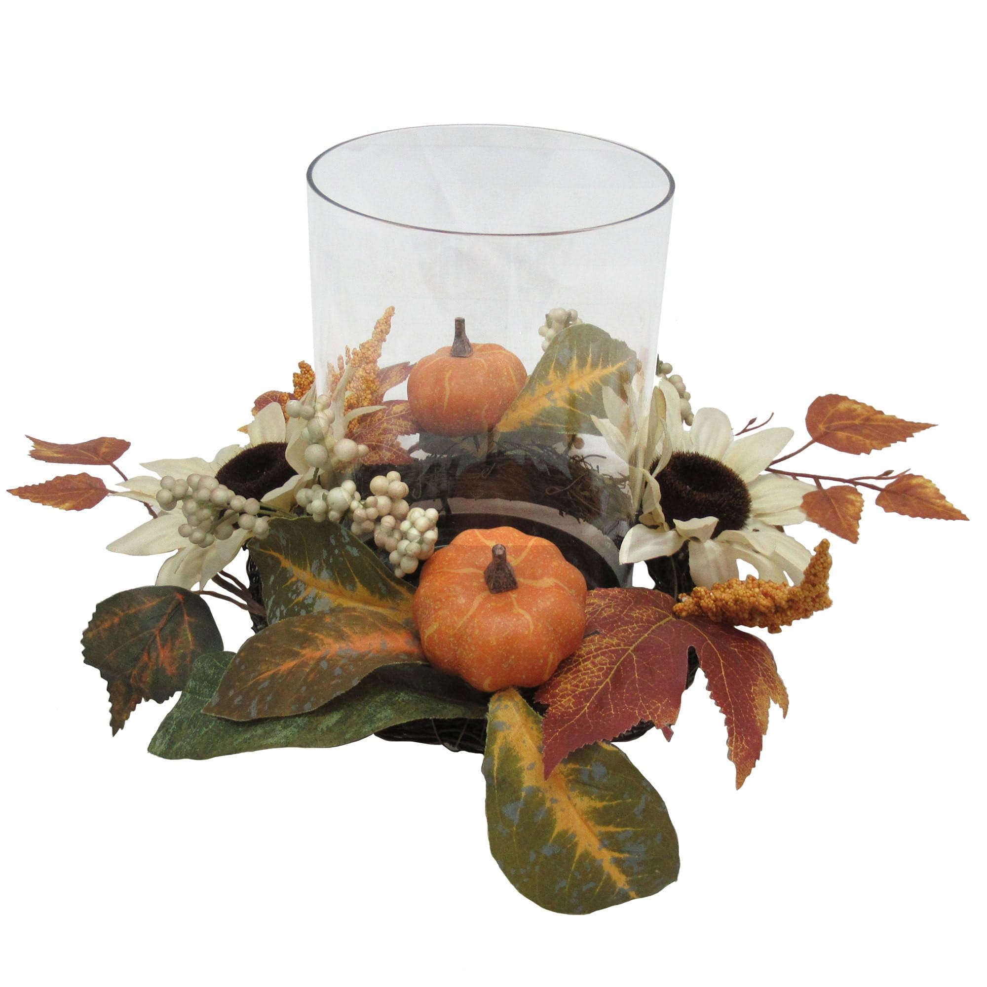 Mainstays Harvest Hurricane Candle Holder with Faux Sunflowers ...