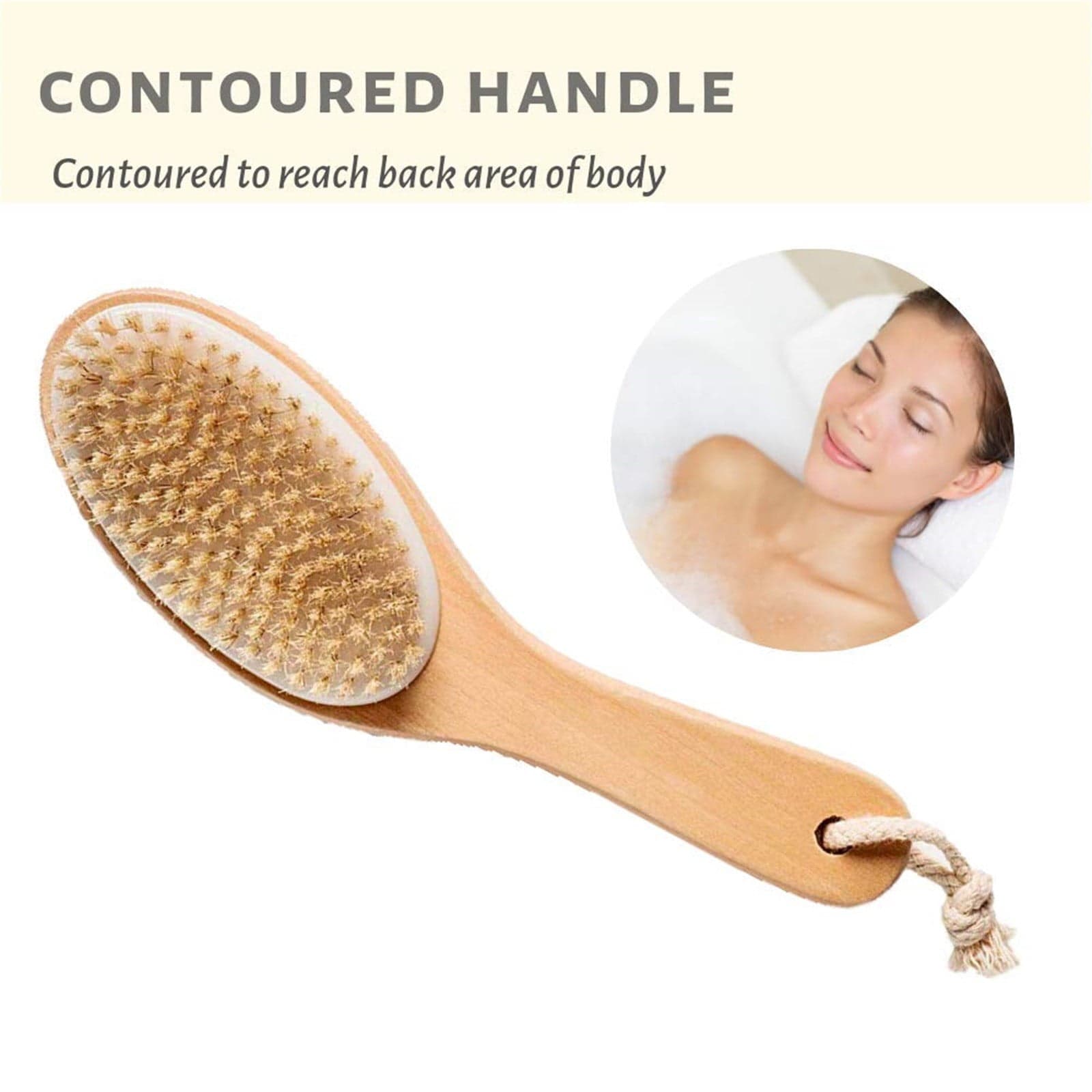 Natural Boar Bristle Dry Body Brush with Ergonomic Wooden Handle - Skin ...