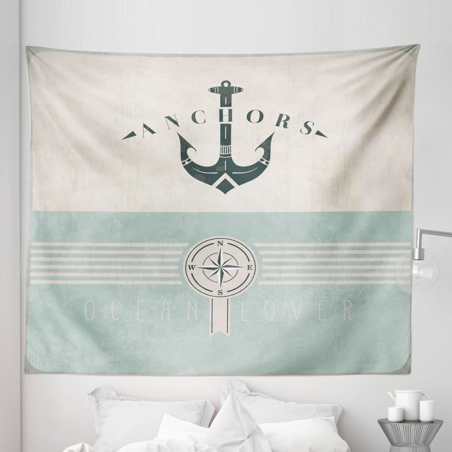 Nautical Tapestry, Vintage Marine Design for Ocean Lovers Anchor ...