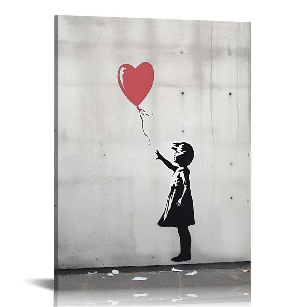 Nawypu Banksy Canvas Wall Art - Girl With Red Balloon Street Graffiti ...