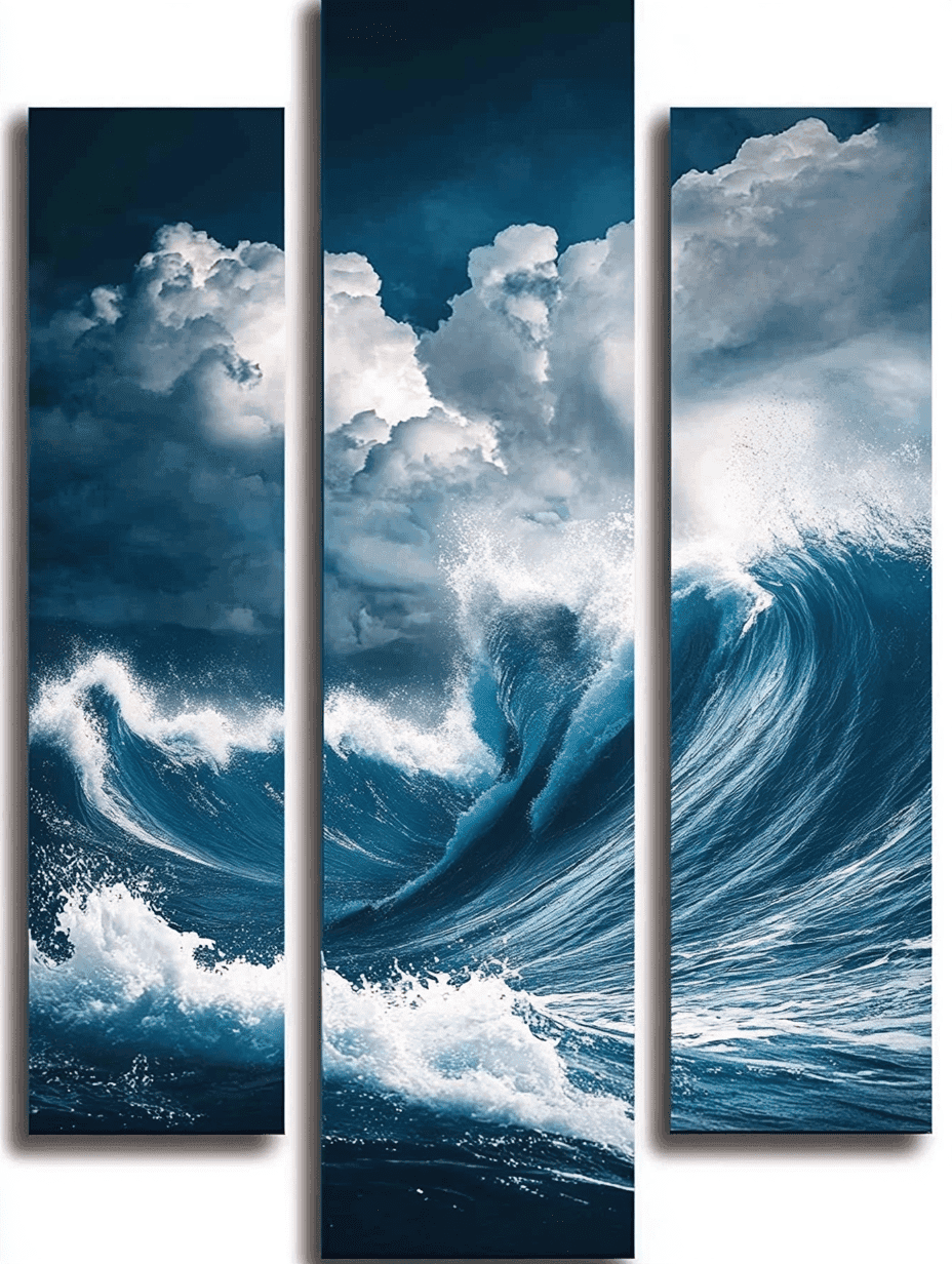 Ocean Wave Seascape Decorative Painting/Canvas Art, Suitable for Living ...