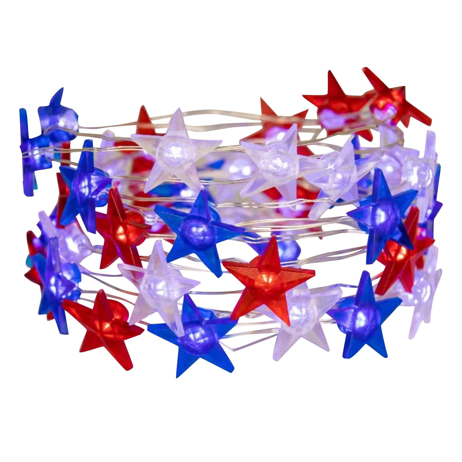 Red White and Blue Star Lights Battery Operated, 10Ft Patriotic Fairy ...