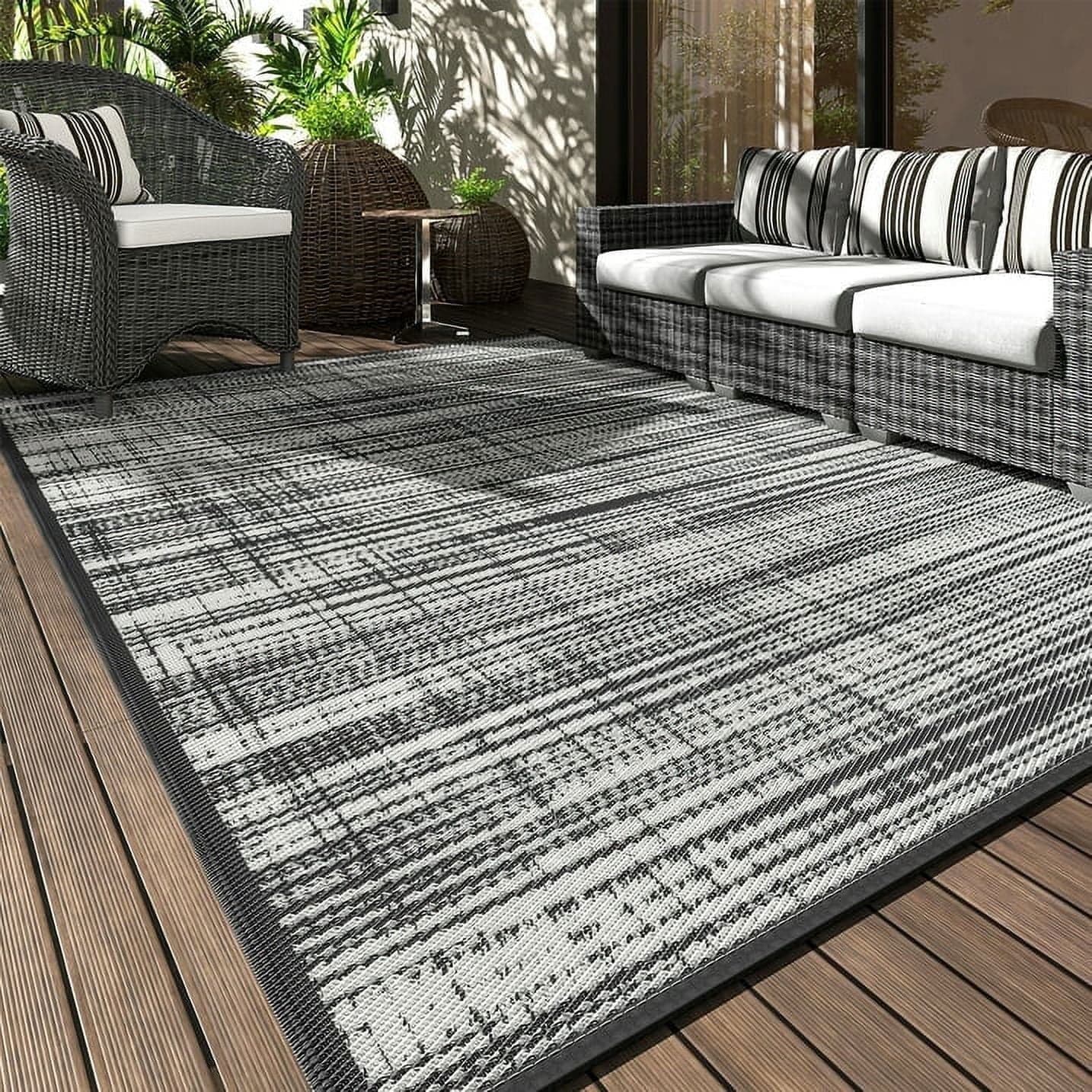VUNATE Outdoor Rug Carpet 8'x10' Waterproof Reversible Patio Rug ...