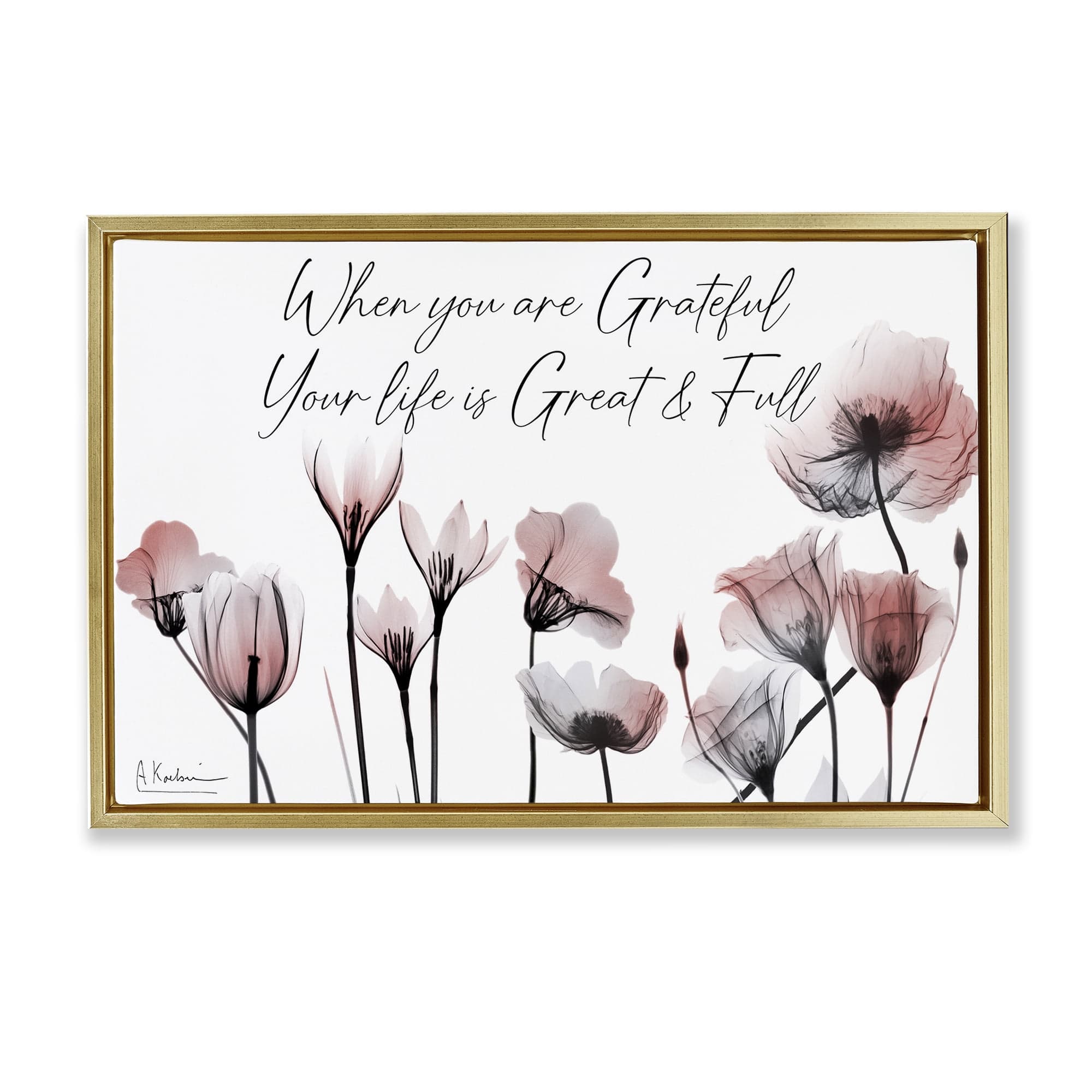Stupell Industries Grateful Faith Floral Religious Painting Gold ...