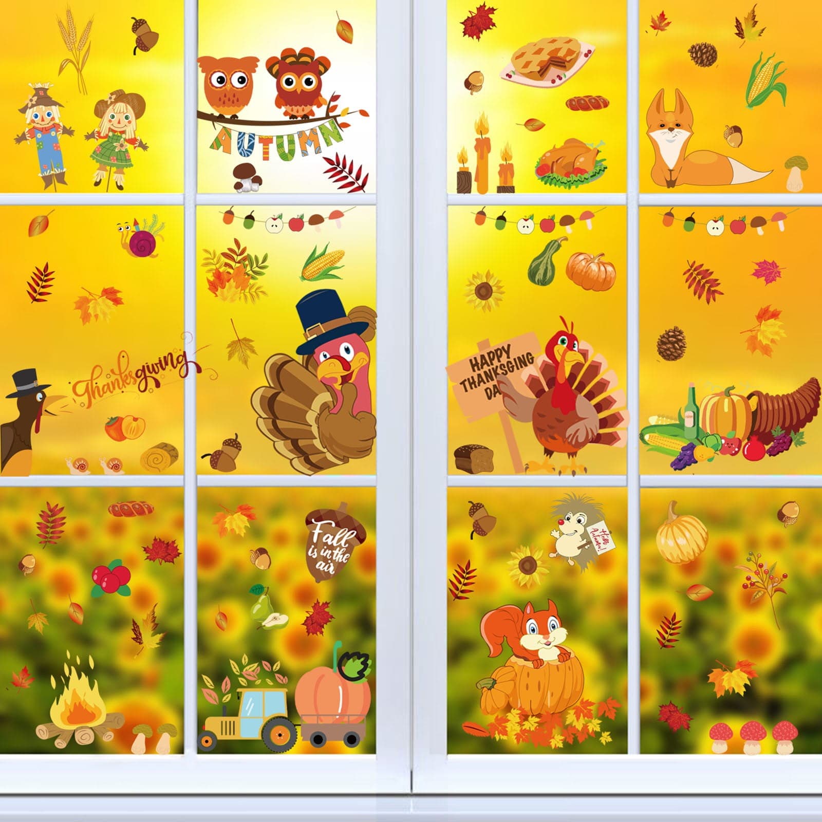 Thanksgiving Window Clings Stickers Fall Decorations Holiday Turkey ...
