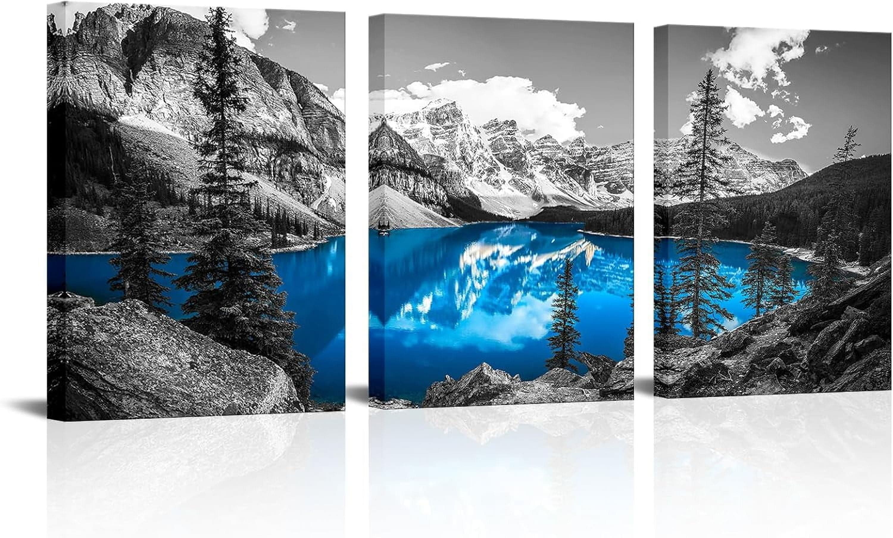 Tian 3 Pieces Moraine Lake And Rocky Mountain Landscape Canvas Wall Art ...