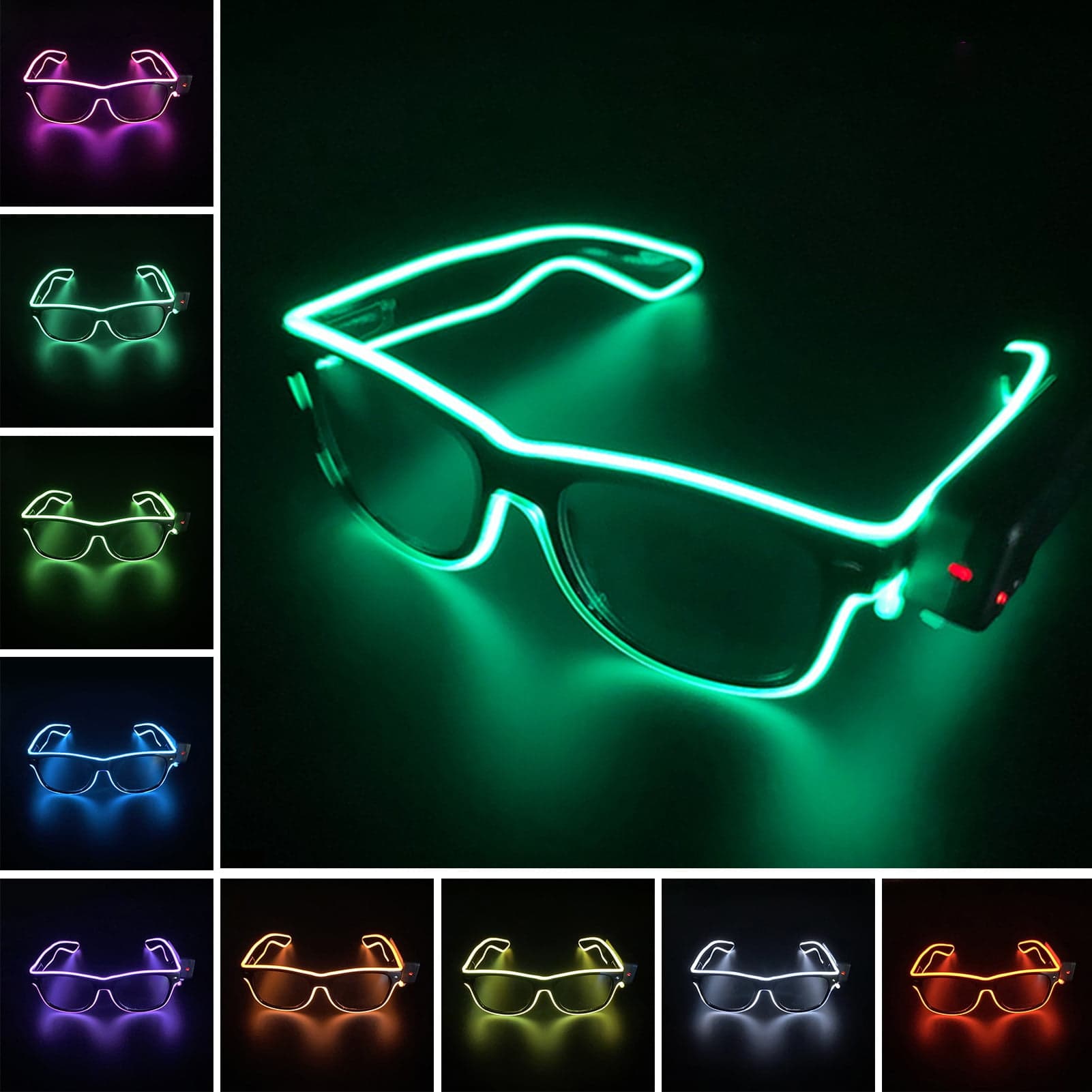 ZenCart Wireless LED Light Up Glasses Glow in The Dark Neon Rave ...