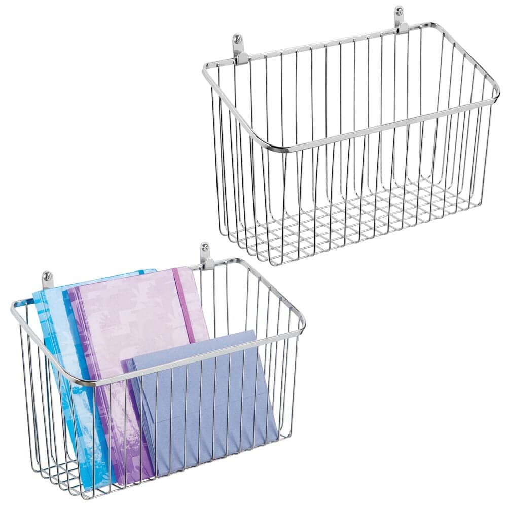 mDesign Small Metal Wire Wall Mount Hanging Storage Basket Bin, 2 Pack ...