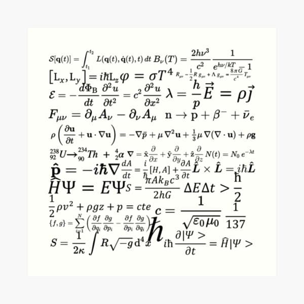 "Physics equations and formulas" Art Print for Sale by NoetherSym ...