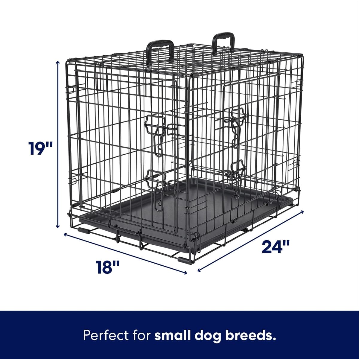 FRISCO Fold & Carry Double Door Collapsible Wire Dog Crate, Small ...