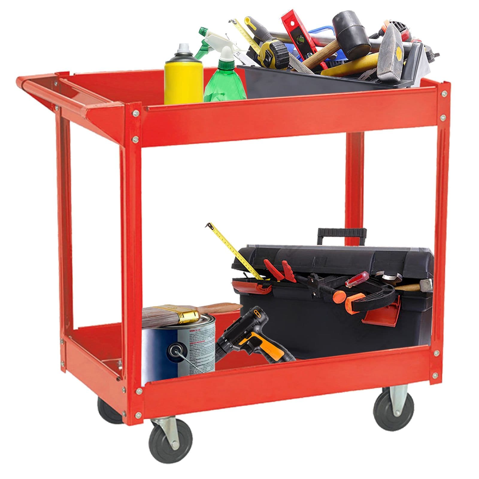 Service Trolley Cart 2-Tier Tools Storage Trolley Mobile Workshop ...