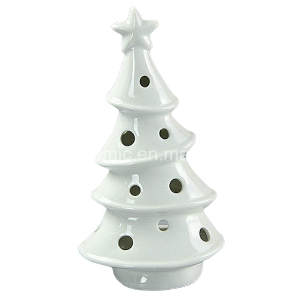 White Ceramic Christmas Tree Candle Holder at Robert Lindsay blog