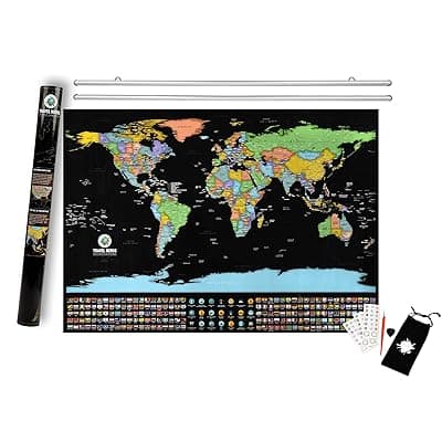 Buy Scratch Off World Map with Frame Included – Map of The World Poster ...