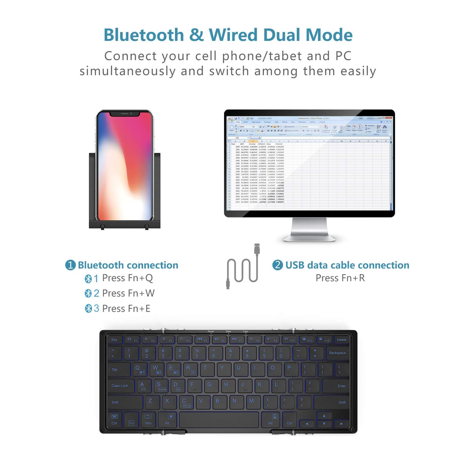 Mua iClever BK05 Bluetooth Keyboard with 3-Color Backlight, Bluetooth 5 ...