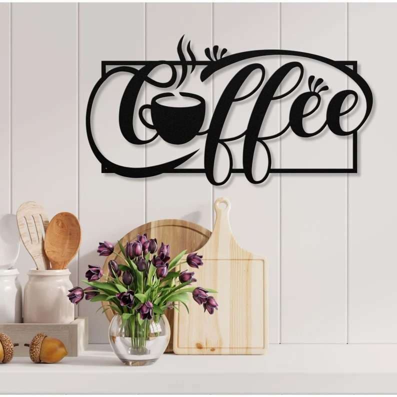 Coffee Bar Metal Wall Art Coffee Lover Gift Coffee Decoration for ...