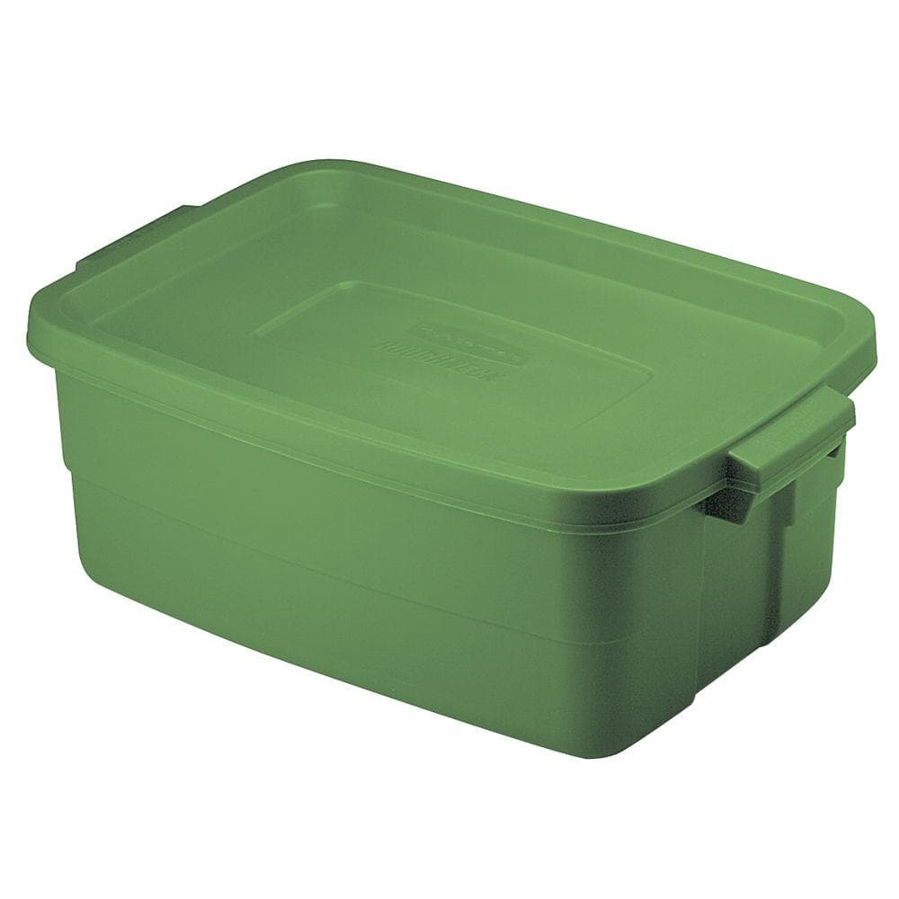 Rubbermaid 10 Gal. Roughneck Storage Tote in Green-1823616 - The Home Depot
