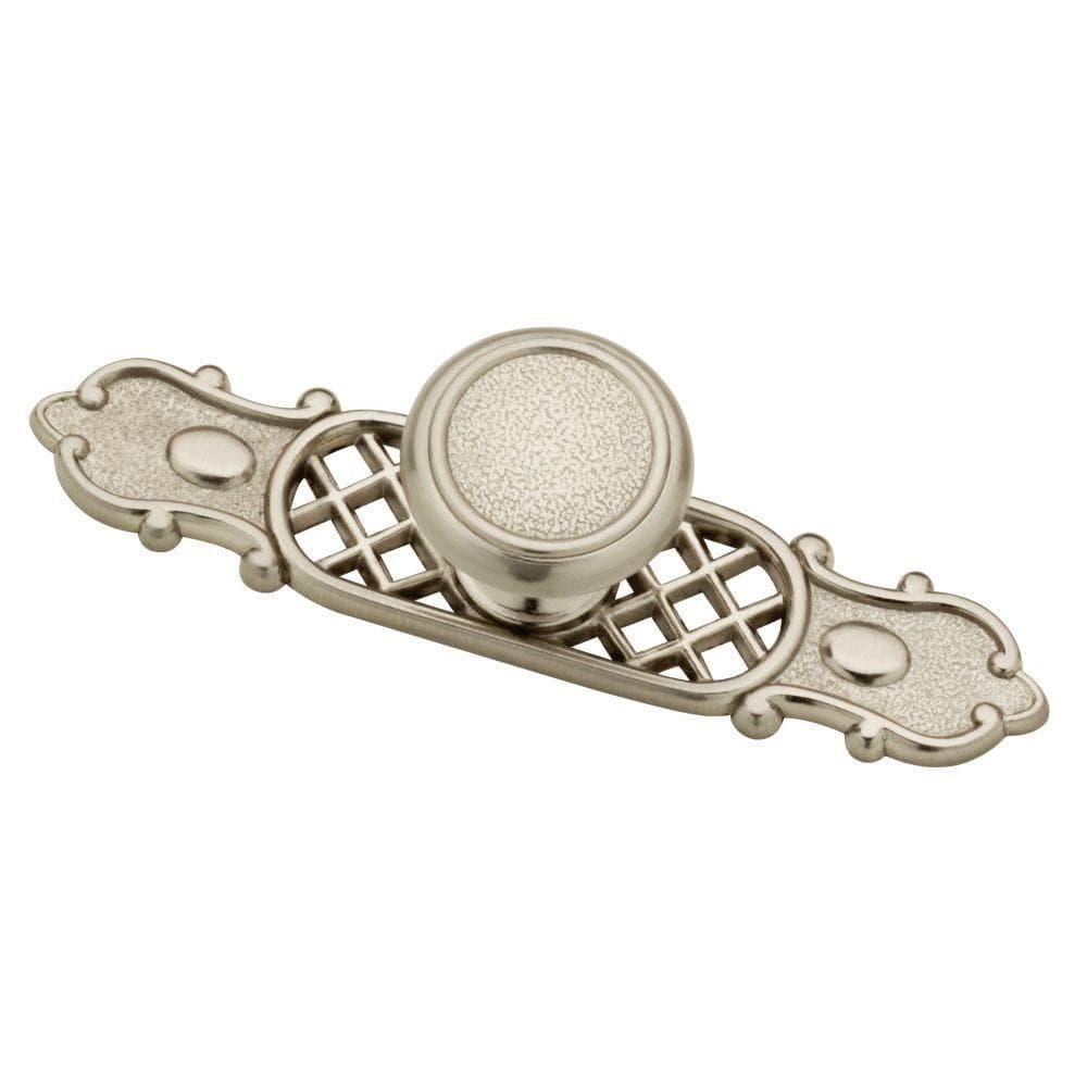 Liberty 1-1/10 in. Satin Nickel Hammered Cabinet Knob with Backplate ...