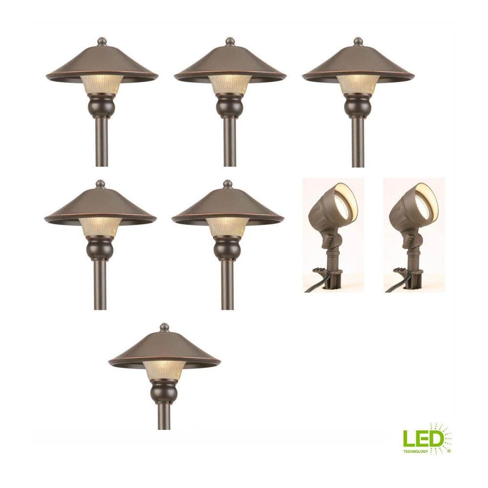 Hampton Bay Low-Voltage Bronze Outdoor Integrated LED Landscape Path ...