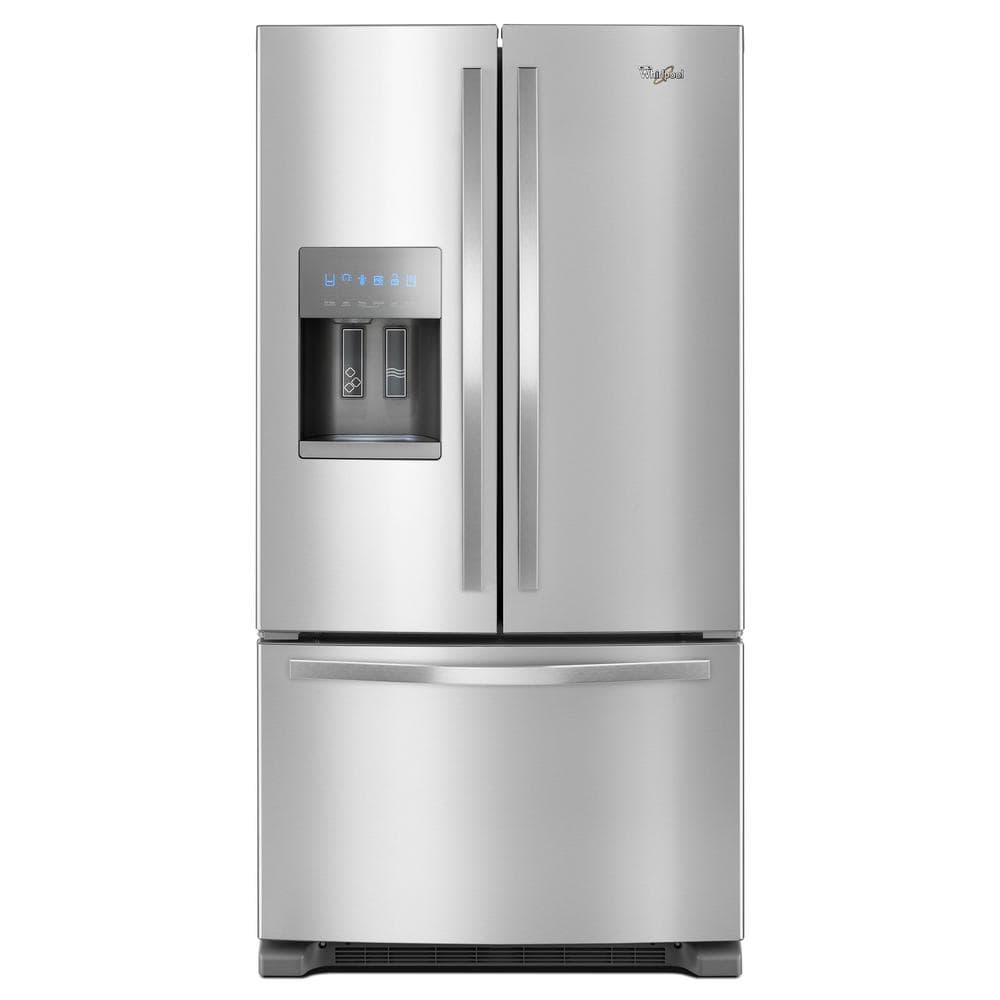 Whirlpool 36 in. W 25 cu. ft. French Door Refrigerator in Fingerprint ...