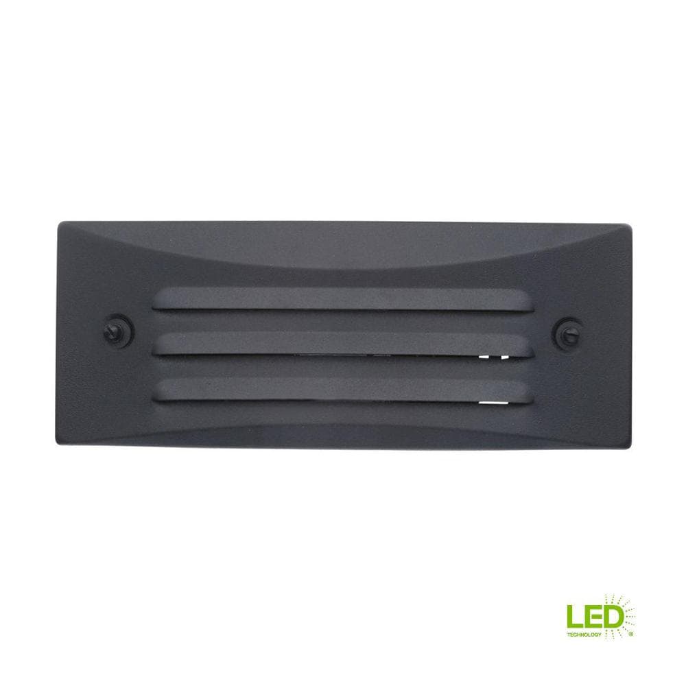 Hampton Bay Low-Voltage Black Outdoor Integrated LED Full Brick Deck or ...