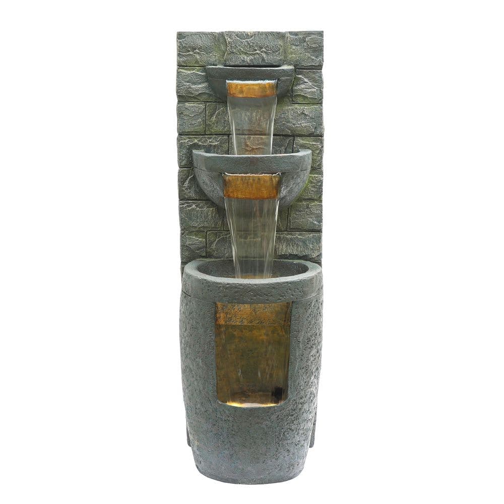 Alpine Corporation 51 in. Tall 3-Tier Cascading Waterfall Fountain with ...