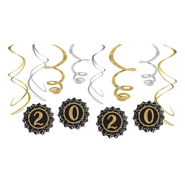 Amscan Multi-Color Happy New Year Foil Plastic Top Hat Assortment ...