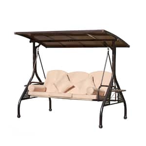 Hampton Bay Cunningham 3-Person Metal Outdoor Patio Swing with Canopy ...