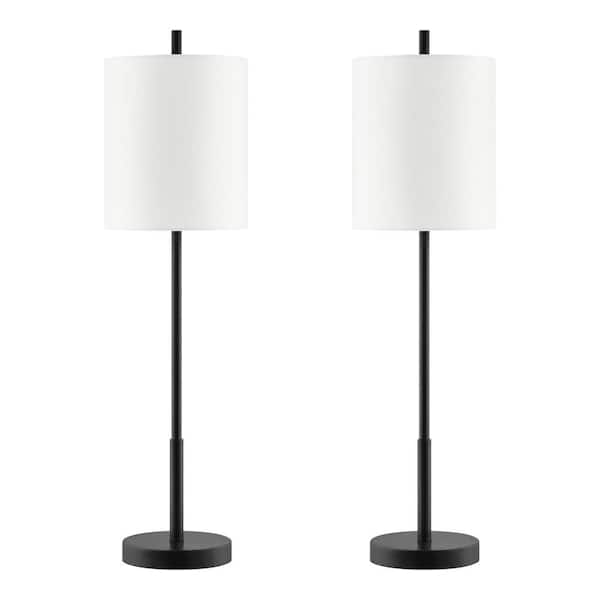 Hampton Bay Biscayne 28 in. 1-Light Black Buffet Lamps (set of 2) 24224 ...