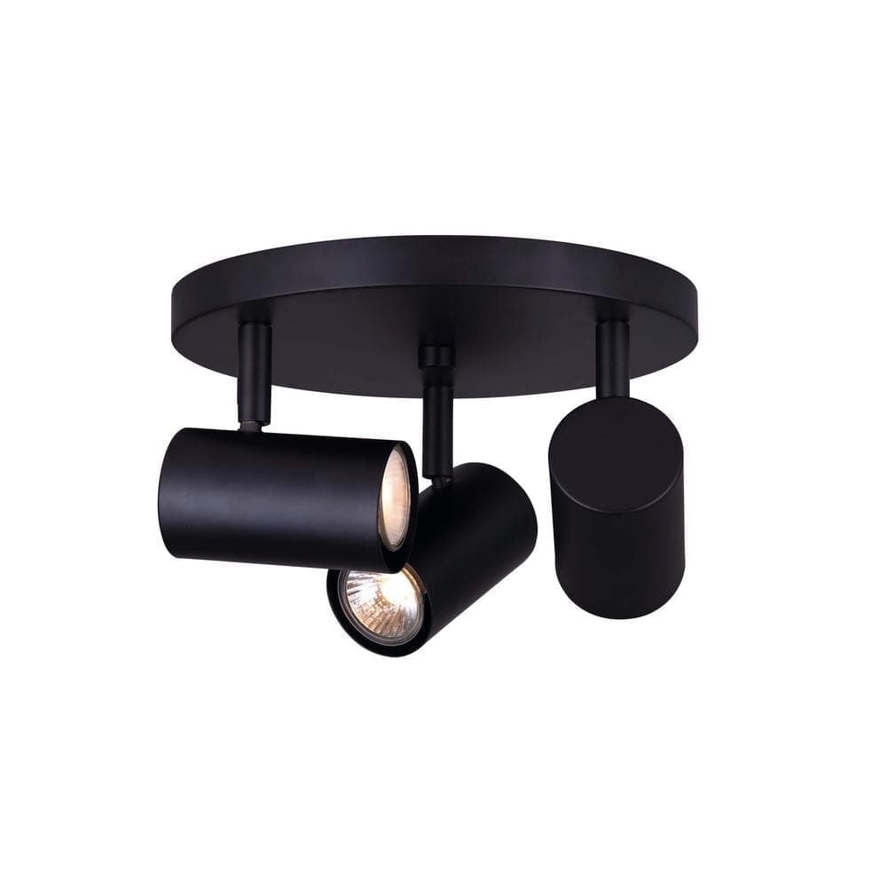 CANARM Marena 13 in. 3-Light Matte Black Halogen Track Lighting Kit ...