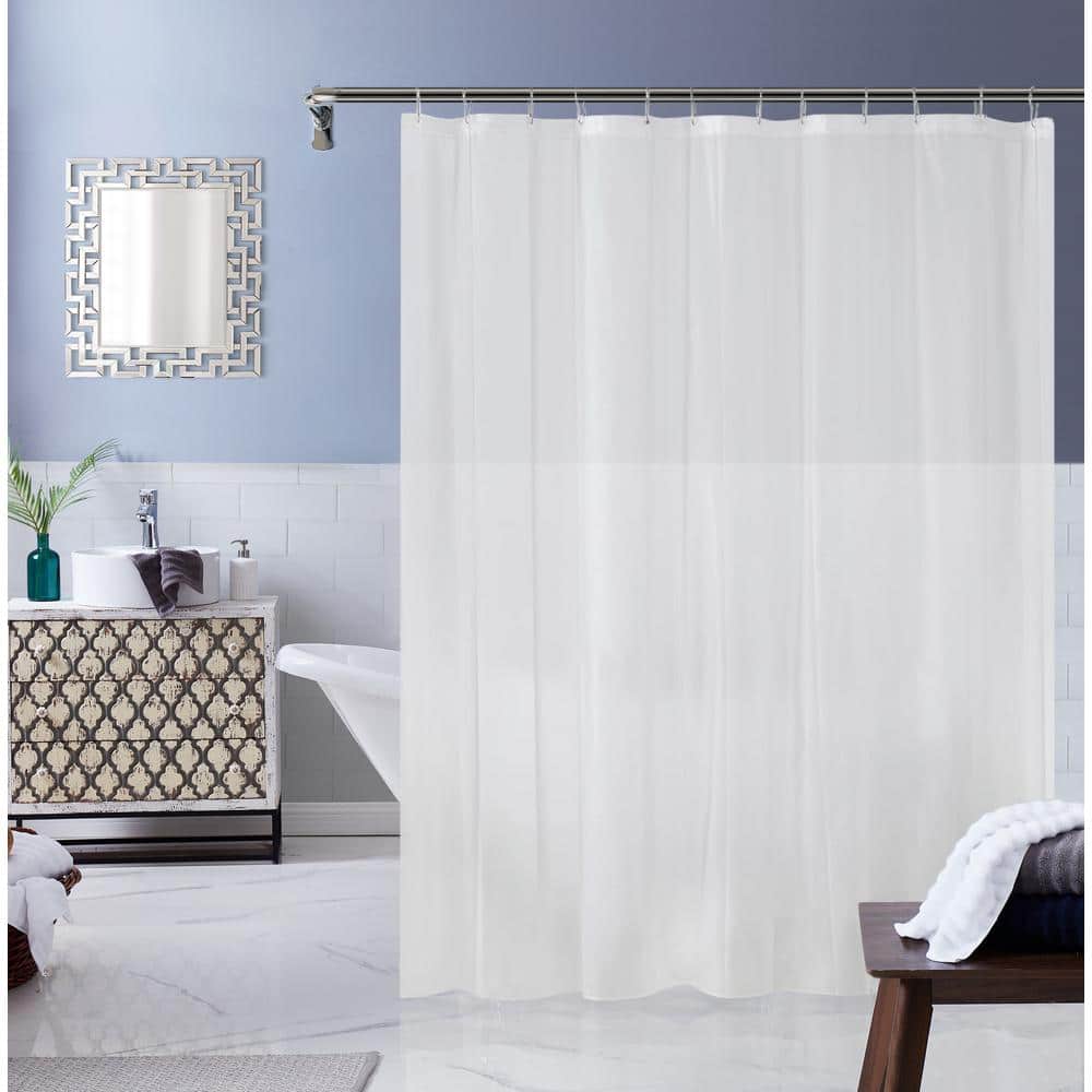 Dainty Home PEVA 72 in. W x 70 in. L in White Shower Curtain Bathroom ...
