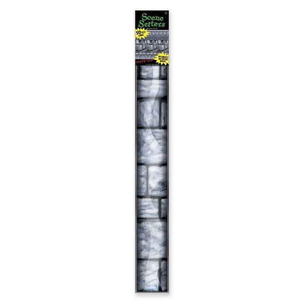 Amscan 48 in. Halloween Stone Wall Scene Setter Plastic Room Roll ...