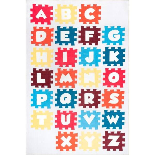 nuLOOM Peri Machine Washable Kids Alphabet Nursery or Playroom Multi 5 ...