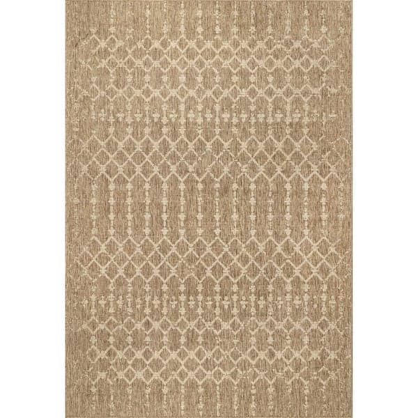 nuLOOM Grayson Beige 8 ft. x 10 ft. Moroccan Trellis Indoor/Outdoor ...