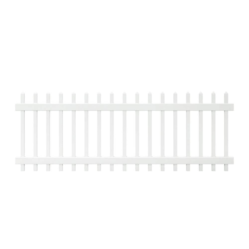 Outdoor Essentials 3 ft. x 8 ft. White Vinyl Spaced Picket Fence Panel ...