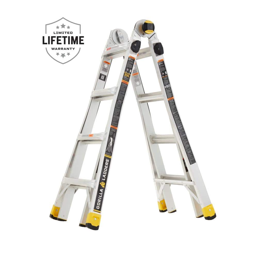 Gorilla Ladders 18 ft Reach MPXA Aluminum Multi-Position Ladder with ...
