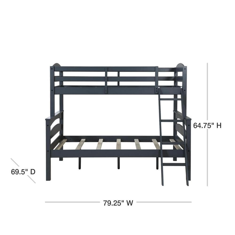 Dorel Living Brady Twin Over Full Gray Wood Bunk Bed | BigEasyMart.com