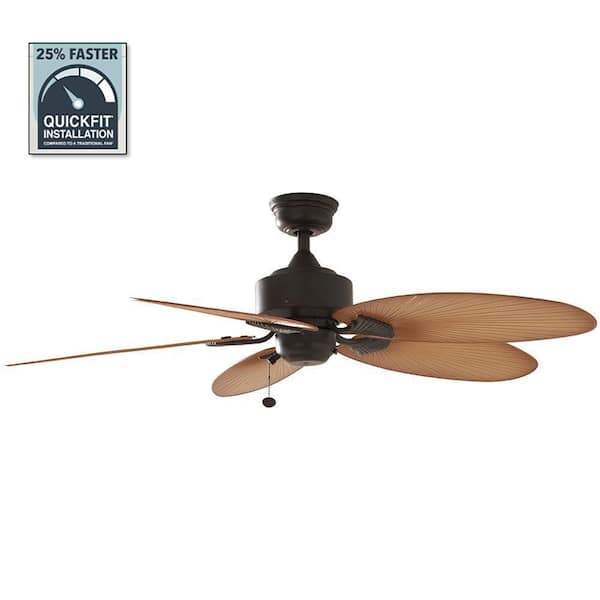 Hampton Bay Lillycrest 52 in. Indoor/Outdoor Aged Bronze Ceiling Fan ...