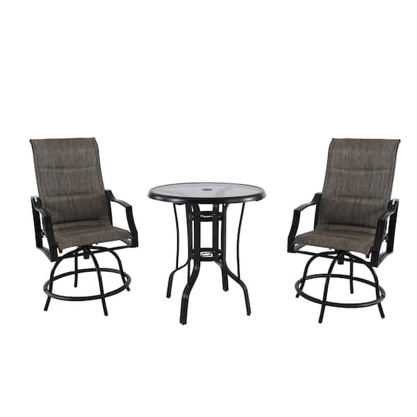 Hampton Bay Statesville 3-Piece Steel Outdoor Bistro Set FCS70357BHSST ...