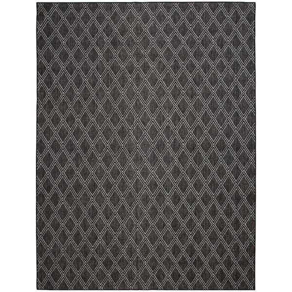 StyleWell Diamond Gray/Black 8 ft. x 10 ft. Indoor/Outdoor Area Rug ...