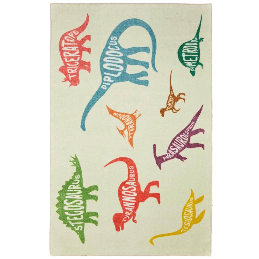 Mohawk Home Dinosaurs Multi 3 ft. 4 in. x 5 ft. Contemporary Area Rug ...